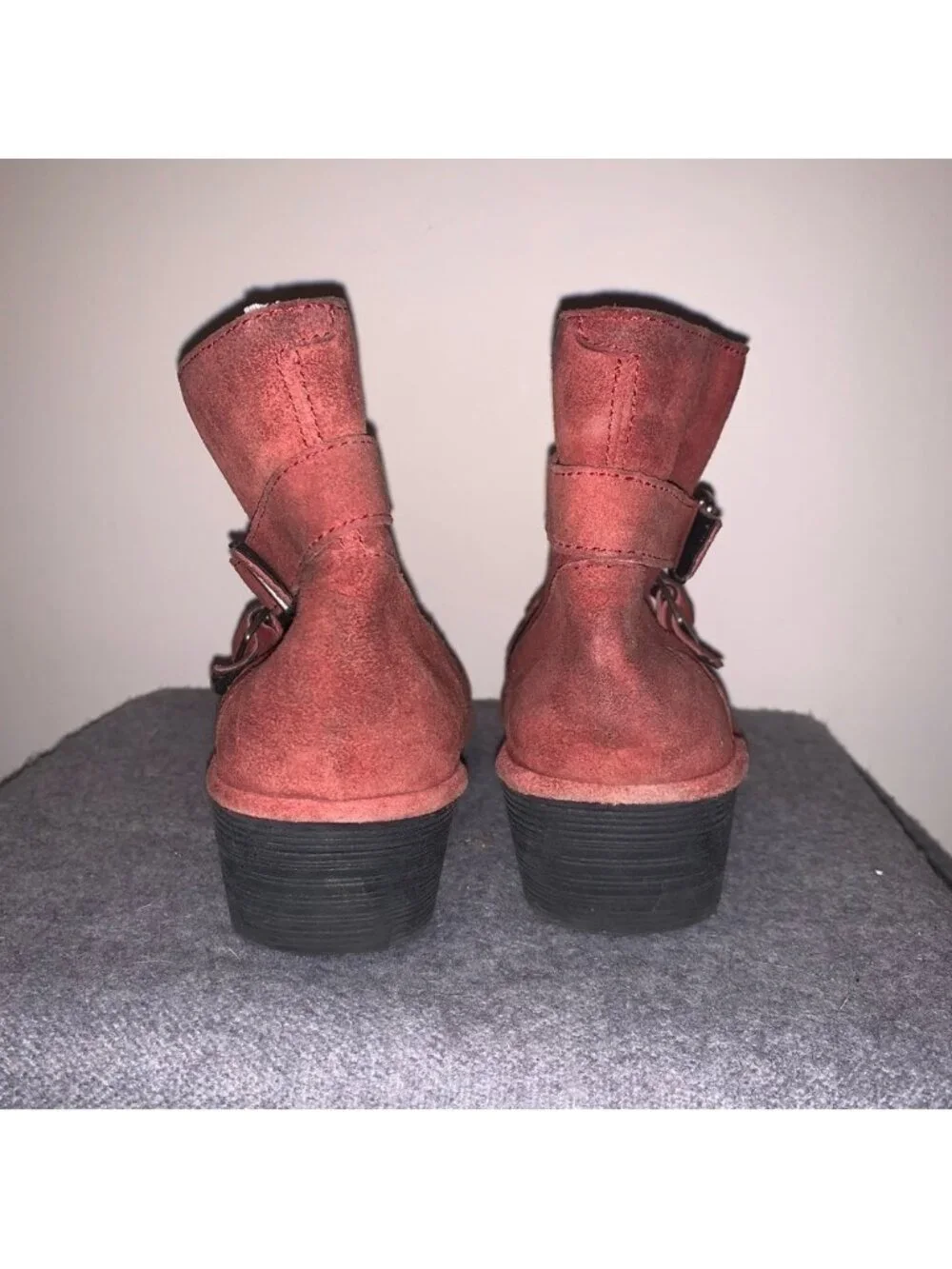 Fly London Red Suede Leather Wedge Ankle Booties 40